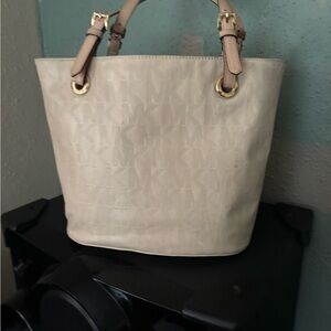 Michael Kors Cream Tote with Gold Details